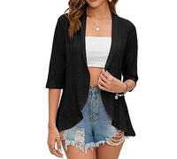 Bolero Cardigan Mujer Verano Ojal Manga 3/4 Chal de Fiesta Toreras Mujer Chaqueta Mujer Talla Grande Primavera Otoño