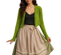 Bolero Cárdigan para Mujer Manga Larga Ligero Corto Transparente Cárdigan Chaqueta Tradicional Elegante Blusa para Mujer para Vestido Noche Uso Diario Verde Fruta Talla L