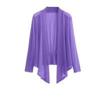 Bolero - Chaleco para mujer, elegante, talla grande, informal, manga larga, abrigo versátil, chaquetas, malva, XXX-Large