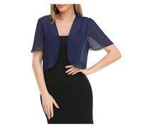 Bolero de Gasa Cárdigan de Verano for Mujer, Blusa Gasa, Bolero Abierto Frontal, Manga Corta, Corto(Blue,L)