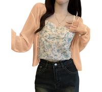 Bolero De Gasa para Mujer Cárdigans De Verano con Volantes Cárdigans De Manga Larga para Mujer Tops Tipo Chal Transparentes con Frente Abierto Chaquetas Bolero Cortas Y Finas para Bodas De Noche C
