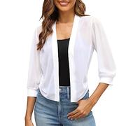 Bolero de gasa para mujer, elegante chaqueta de manga corta, ligera, transparente, abierta, chaqueta de verano, chaqueta de hombro para vestidos de noche, chaqueta de verano fina, tallas grandes