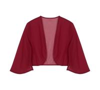 Bolero de gasa Women Chiffon Cardigan Bolero Shawls Cape Coat Wedding Bridal Party Dress Wraps Beach Vacation Cover Up para mujer(Burgundy,M)