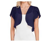 Bolero de gasa Women's Blouse Solid Color Short-sleeved Cardigan Thin Chiffon Cape Tied And para mujer(Color7,XXL)