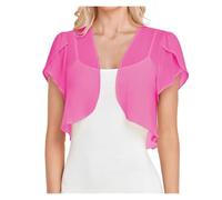 Bolero de gasa Women's Blouse Solid Color Short-sleeved Cardigan Thin Chiffon Cape Tied And para mujer(Color5,XXL)