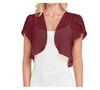 Bolero de gasa Women's Blouse Solid Color Short-sleeved Cardigan Thin Chiffon Cape Tied And para mujer(Color6,XXL)
