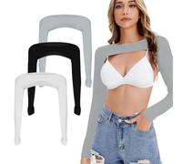Bolero de manga larga para mujer, bolero de protección UV bufanda de protección solar refrigeración chal brazo bolero Shrug anti-UV para golf y deportes al aire libre, Negro + Blanco + Gris, medium