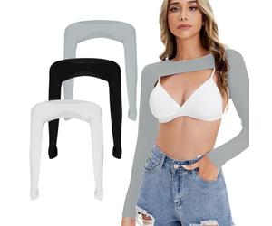 Bolero de manga larga para mujer, bolero de protección UV bufanda de protección solar refrigeración chal brazo bolero Shrug anti-UV para golf y deportes al aire libre, Negro + Blanco + Gris, medium