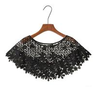 Bolero de punto de encaje para mujer, cárdigan de manga corta ahuecado de verano para vestidos, tops de ganchillo suaves y transpirables con patrones florales, negro (C)
