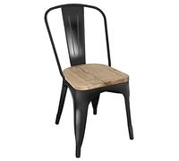 Bolero gg707 acero laterales de comedor sillas con asiento de madera Pad, Negro (Pack de 4)