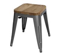 Bolero gm636 acero Bistro baja taburete con asiento de madera Pad, Gris (Pack de 4)