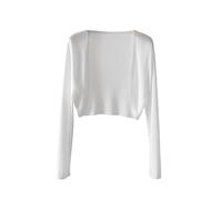 Bolero Jacke Damen Festlich,Cárdigan Bolero De Manga Larga para Mujer Abierto Al Frente Ligero De Punto Corto Elegante para Verano para Vestidos Ropa De Abrigo Color Negro Talla Única