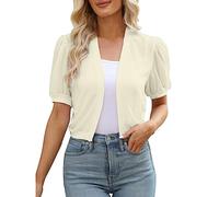 Bolero Mujer de Gasa Chaqueta Verano Toreras de Media Manga con Volantes Cardigan Corto Ligero para Fiesta Vestidos