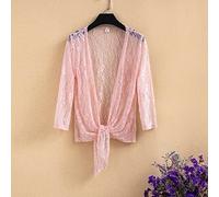 Bolero Mujer Fiesta,Señoras Encaje Floral Bolero Shrugs Cropped Tops Elegante Manga Corta Cardigan Open Front Sheer Shrugs Tops Chaqueta De Hombro Capa Fiesta De Noche Cubrir para Vestidos,Rosado,XL