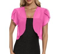 Bolero Mujer Verano Capa Gasa Manga Corta Pétalo Cárdigan Ligero Chaqueta Primavera Toreras Fiesta Solid Color Casual Chiffon Otoño Shrug para Vestido