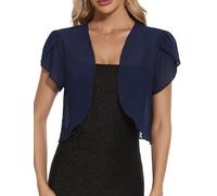 Bolero Mujer Verano Capa Gasa Manga Corta Pétalo Cárdigan Ligero Chaqueta Primavera Toreras Fiesta Solid Color Casual Chiffon Otoño Shrug para Vestido
