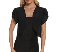 Bolero Mujer Verano Capa Gasa Manga Corta Pétalo Cárdigan Ligero Chaqueta Primavera Toreras Fiesta Solid Color Casual Chiffon Otoño Shrug para Vestido
