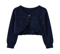 Bolero Shrug Cardigan Niñas Suéteres de Punto de Algodón de Manga Larga Chal de Un Botón Lunes de Polka Chaqueta Tejido Primavera y Otoño Abrigos Chlidren Vestido Cover Up para 3-10 Años