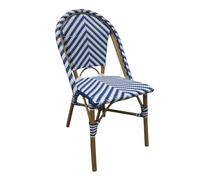 Bolero Silla Auxiliar de Mimbre Estilo Parisino, Color Azul, Aluminio, Blue