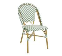 Bolero Silla Auxiliar de ratán Estilo Parisino, Color Verde Claro, Aluminio y Mimbre de Polietileno