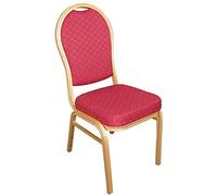 Bolero U525 banquetes silla trasera, marco de oro, moteado en arco, gamuza, rojo (Pack de 4)