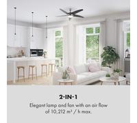 Bolero Ventilador de techo 2-en-1 134 cm luz 55W mando a distancia color blanco Klarstein