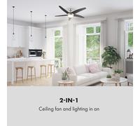 Bolero Ventilador de techo 2 en 1 de 134 cm con lámpara, 55 W, aspas de nogal y mando a distancia Klarstein