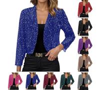 Boleros brillantes para mujer, elegante, festivo, lentejuelas, cárdigan de fiesta, chaqueta de malla transpirable, para festivales y noche, carnaval, disfraz, manga larga, ropa para mujer, en varios