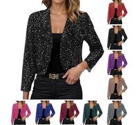 Boleros brillantes para mujer, elegante, festivo, lentejuelas, cárdigan de fiesta, chaqueta de malla transpirable, para festivales y noche, carnaval, disfraz, manga larga, ropa para mujer, en varios