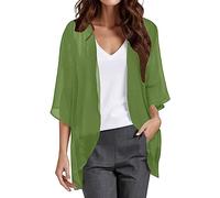 Boleros para mujer elegante chaqueta de punto de verano de gasa de manga corta casual cárdigan festivo bolero manga 3/4 chaqueta casual fina bolero de punto abierto chaqueta de mujer perfecta para