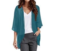Boleros para mujer elegante chaqueta de punto de verano de gasa de manga corta casual cárdigan festivo bolero manga 3/4 chaqueta casual fina bolero de punto abierto chaqueta de mujer perfecta para