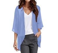 Boleros para mujer elegante chaqueta de punto de verano de gasa de manga corta casual cárdigan festivo bolero manga 3/4 chaqueta casual fina bolero de punto abierto chaqueta de mujer perfecta para