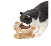 Boles De Comida Para Gatos Inclinados - Platos De Alimentacion Para Mascotas De Altura Antideslizantes Con Base De Madera - Cuenco De Comida Elevado E Inclinado Para Gatitos - Para Uso En Interiores E