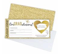 Boletos de pase de embarque de graduación de 3.5 x 8 pulgadas con sobres, 5 tarjetas de revelación sorpresa y calcomanías en forma de corazón, felicitaciones doradas brillantes. - Tarjetas para rascar