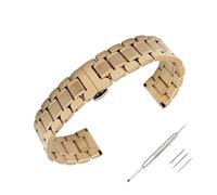 BOLEXA acero inoxidable correa reloj 12 14 16 18 19 20 21 22 24mm Full Stainless Steel Strap Flat Head/Elbow Dual Purpose Metal Watch Band with Butterfly Buckle(Gold,24mm)