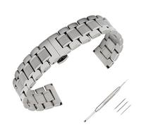 BOLEXA acero inoxidable correa reloj 12 14 16 18 19 20 21 22 24mm Full Stainless Steel Strap Flat Head/Elbow Dual Purpose Metal Watch Band with Butterfly Buckle(Silver,21mm)