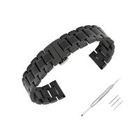 BOLEXA acero inoxidable correa reloj 12 14 16 18 19 20 21 22 24mm Full Stainless Steel Strap Flat Head/Elbow Dual Purpose Metal Watch Band with Butterfly Buckle(negro,24mm)