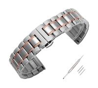 BOLEXA acero inoxidable correa reloj 12 14 16 18 19 20 21 22 24mm Full Stainless Steel Strap Flat Head/Elbow Dual Purpose Metal Watch Band with Butterfly Buckle(Silver Rose,14mm)
