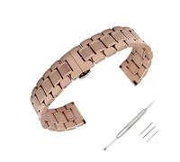 BOLEXA acero inoxidable correa reloj 12 14 16 18 19 20 21 22 24mm Full Stainless Steel Strap Flat Head/Elbow Dual Purpose Metal Watch Band with Butterfly Buckle(Rose Gold,22mm)
