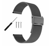 BOLEXA acero inoxidable correa reloj 14 16 18 20 22 24mm Quick Release Stainless Steel & Milanese Watch Strap Metal Folding Watch Buckle Universal Watch Accessories(Blacka,22mm)