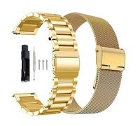 BOLEXA acero inoxidable correa reloj 14 16 18 20 22 24mm Quick Release Stainless Steel & Milanese Watch Strap Metal Folding Watch Buckle Universal Watch Accessories(2pcs-Gold,24mm)