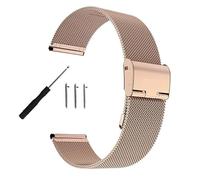 BOLEXA acero inoxidable correa reloj 14 16 18 20 22 24mm Quick Release Stainless Steel & Milanese Watch Strap Metal Folding Watch Buckle Universal Watch Accessories(Rose Golda,24mm)
