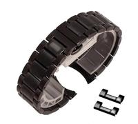 BOLEXA acero inoxidable correa reloj Codo curvo + Correa de acero inoxidable de doble propósito con cabeza plana 12 13 14 15 16 17 18 19 20 21 22 23 24 mm Correa de reloj de metal (Color : negro, Si