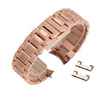 BOLEXA acero inoxidable correa reloj Codo curvo + Correa de acero inoxidable de doble propósito con cabeza plana 12 14 16 18 19 20 22 24 mm Correa de reloj de metal (Color : Rose gold, Size : 19mm)