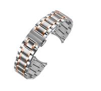 BOLEXA acero inoxidable correa reloj Correa de reloj de acero inoxidable con extremo curvado, banda de Metal de 12, 14, 16, 18, 20, 21, 22 y 24mm, hebilla de mariposa, pulsera Universal(Silver-Rose Go