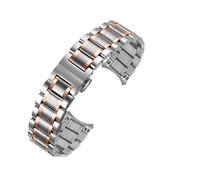 BOLEXA acero inoxidable correa reloj Correa de reloj de acero inoxidable con extremo curvado, banda de Metal de 12, 14, 16, 18, 20, 21, 22 y 24mm, hebilla de mariposa, pulsera Universal(Silver-Rose Go