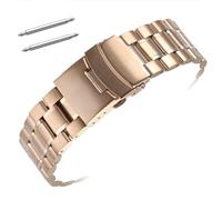 BOLEXA acero inoxidable correa reloj Correa de reloj de acero inoxidable de 18mm, 20mm, 22mm y 24mm, correa de repuesto for reloj, hebilla de doble bloqueo, pulsera con pasadores (Color : Rose Gold,