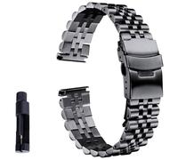 BOLEXA acero inoxidable correa reloj Correa de reloj de acero inoxidable de gran tamaño, 18, 19, 20, 21, 22, 23, 24, 26, 28 y 30 mm de ancho, correa universal de cabeza plana de calidad(negro,21mm)
