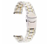 BOLEXA acero inoxidable correa reloj Correa de reloj Universal de cabeza plana de acero inoxidable, cinco cuentas de 18mm, 20mm, 22mm y 24mm, doble bloqueo, pulsera de repuesto (Color : Silver-gold,