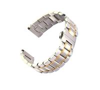 BOLEXA Codo plano Correa universal de acero inoxidable de doble propósito 12 14 16 18 19 20 21 22 23 24 mm Banda de cierre de mariposa de doble presión + herramientas (Color : Silver-gold, Size : 16